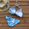 Push Up Women Bikinis Swimwear Women's Bathing Suits Push Up Halter Bandage Bikini Floral Printing Swim Bottoms Two Piece Swimsuits Women Swimsuits Bathing Suit Halter Leaf Print Beach Wear Plus Size by Stevvex