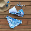 Push Up Women Bikinis Swimwear Women's Bathing Suits Push Up Halter Bandage Bikini Floral Printing Swim Bottoms Two Piece Swimsuits Women Swimsuits Bathing Suit Halter Leaf Print Beach Wear Plus Size by Stevvex