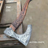 Hand-Engraved Viking Bearded Axe with Carved Hardwood Handle – Damascus Steel Blade | JW SteelCrafts by JW SteelCrafts