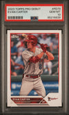 Graded 2023 Topps Pro Debut Evan Carter #PD79 Rookie RC Baseball Card PSA 10 Gem Mint