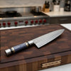 11" Raindrop Damascus Chef Knife — 6" Blade, Purple Pakka Wood Handle with Brass Spacer & Steel Pommel by JW SteelCrafts