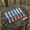 6-Piece Custom Handmade Ranch Scraper Tool Set with Orange Resin Handles by JW SteelCrafts