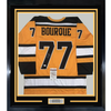 Framed Autographed/Signed Ray Bourque 35x39 Boston Yellow Hockey Jersey JSA COA by Hall of Fame Sports Memorabilia