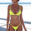 Red Micro Bikini Set Women Swimming Suit Padded Bra Bikini Two-Piece Swimwear Thong Bathing Suit Swimsuit Women's Ribbed Scoop Neck Bikini Thong Bathing Suit Two Piece Swimsuit by Stevvex