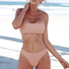 Red Micro Bikini Set Women Swimming Suit Padded Bra Bikini Two-Piece Swimwear Thong Bathing Suit Swimsuit Women's Ribbed Scoop Neck Bikini Thong Bathing Suit Two Piece Swimsuit by Stevvex