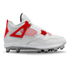 "Red Zone" Jordan 4 Retro MCS Cleats by Stadium Custom Kicks
