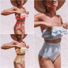 Retro Blue White Striped High Waist Bikini Lady Swimwear Women Swimsuit Female Ruffle Swim Bathing Suit Piece Vintage High Waist Bikini Set Ruffled Swimsuits For Women Bathing Suits by Stevvex
