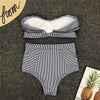 Retro Blue White Striped High Waist Bikini Lady Swimwear Women Swimsuit Female Ruffle Swim Bathing Suit Piece Vintage High Waist Bikini Set Ruffled Swimsuits For Women Bathing Suits by Stevvex
