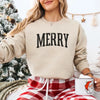 Retro Merry Christmas Sweatshirt Festive Women’s Holiday Sweater by Adorb Custom Tees