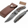 Handmade Damascus Folding Knife with Stag Horn Handle - Everyday Carry Knife by JW SteelCrafts by JW SteelCrafts