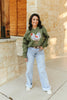 Rooster Sequin V-neck Graphic Sweatshirt by Wild Junkie
