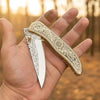 Handmade Engraved Brass Handle Folding Knife for EDC by JW SteelCrafts