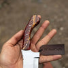 Stainless Steel Sheepsfoot Outdoor Knife — Brown Orange Swirl Resin Handle by JW SteelCrafts