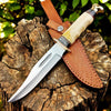 Custom Handmade Bowie Knife - D2 Steel Blade with Bone Handle