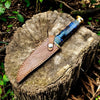 Custom Handmade Bowie Knife - 12" Damascus Steel Blade with Leather Sheath
