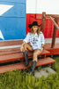 Saddle Oiled Raw Hem V-Neck Graphic by Wild Junkie