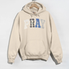 PRAY Patchwork Hoodie – Faith-Inspired Cozy Sweatshirt by Hey Jude Graphic Tees