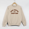 Iced Coffee & Thrifting Crewneck – Neutral Thrift Girl Sweatshirt by Hey Jude Graphic Tees