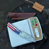 Damascus Steel USA Flag Handle Knife — 5-Inch Raindrop, & Leather Sheath by JW SteelCrafts