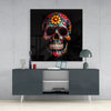 Flowery Skull Glass Wall Art || Designers Collection by Insigneart USA