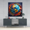 Color Explosions On Earth Glass Wall Art|| Designer's Collection by Insigneart USA
