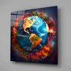 Color Explosions On Earth Glass Wall Art|| Designer's Collection by Insigneart USA