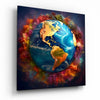 Color Explosions On Earth Glass Wall Art|| Designer's Collection by Insigneart USA