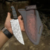 Serbian Utility Knife 9” – Acid Etched Blade with Cross Sheath by JW SteelCrafts
