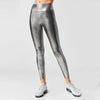 Shape Relaxed Fit Graduated Compression Travel Leggings with Stay in Place Waistband Women's Yoga Pants High Waist Metallic Luster Gym Sportswear Female Legging Tight Pants Shiny Sports Leggings by Stevvex