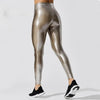 Shape Relaxed Fit Graduated Compression Travel Leggings with Stay in Place Waistband Women's Yoga Pants High Waist Metallic Luster Gym Sportswear Female Legging Tight Pants Shiny Sports Leggings by Stevvex