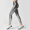 Shape Relaxed Fit Graduated Compression Travel Leggings with Stay in Place Waistband Women's Yoga Pants High Waist Metallic Luster Gym Sportswear Female Legging Tight Pants Shiny Sports Leggings by Stevvex