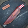 Damascus Steel USA Flag Handle Knife — 5-Inch Raindrop, & Leather Sheath by JW SteelCrafts