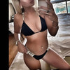 Shiny Diamond Bikini Push Up Halter Swimsuit Female Crystal Swimwear Women Bathing Suit New Women's Crystal Diamond Swimsuit High Cut Bikini Set Straps Two Piece Bathing Suit by Stevvex