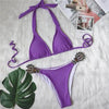 Shiny Diamond Bikini Push Up Halter Swimsuit Female Crystal Swimwear Women Bathing Suit New Women's Crystal Diamond Swimsuit High Cut Bikini Set Straps Two Piece Bathing Suit by Stevvex
