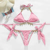 Shiny Diamond Bikini Push Up Halter Swimsuit Female Crystal Swimwear Women Bathing Suit New Women's Crystal Diamond Swimsuit High Cut Bikini Set Straps Two Piece Bathing Suit by Stevvex