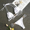 Shiny Diamond Bikini Push Up Halter Swimsuit Female Crystal Swimwear Women Bathing Suit New Women's Crystal Diamond Swimsuit High Cut Bikini Set Straps Two Piece Bathing Suit by Stevvex