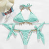Shiny Diamond Bikini Push Up Halter Swimsuit Female Crystal Swimwear Women Bathing Suit New Women's Crystal Diamond Swimsuit High Cut Bikini Set Straps Two Piece Bathing Suit by Stevvex