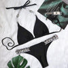 Shiny Diamond Bikini Push Up Halter Swimsuit Female Crystal Swimwear Women Bathing Suit New Women's Crystal Diamond Swimsuit High Cut Bikini Set Straps Two Piece Bathing Suit by Stevvex