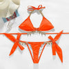 Shiny Diamond Bikini Push Up Halter Swimsuit Female Crystal Swimwear Women Bathing Suit New Women's Crystal Diamond Swimsuit High Cut Bikini Set Straps Two Piece Bathing Suit by Stevvex