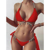 Shiny Diamond Bikini Push Up Halter Swimsuit Female Crystal Swimwear Women Bathing Suit New Women's Crystal Diamond Swimsuit High Cut Bikini Set Straps Two Piece Bathing Suit by Stevvex