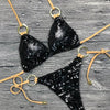 Shiny Solid Bikini Swimsuit Halter Swimwear Bathing Suit Women Bling Sequin Bikini Set Beach Wear Women Shiny Bikini Micro String Two Pieces Swimsuit Female Summer Swimwear by Stevvex