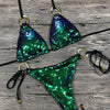 Shiny Solid Bikini Swimsuit Halter Swimwear Bathing Suit Women Bling Sequin Bikini Set Beach Wear Women Shiny Bikini Micro String Two Pieces Swimsuit Female Summer Swimwear by Stevvex