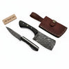 7 Inch EDC Fixed Blade Dagger Knife with Damascus Steel, Black Micarta Handle, Mosaic Pins, Lanyard Hole & Leather Sheath by JW SteelCrafts
