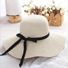 Simple Foldable Wide Floppy Girls Straw Hat Sun Hat Classic New Trendy Big Beach Summer Hats Retro Design Breathable Summer Hat UV Protection Beach Women Travel Cap Portable Female Cap by Stevvex