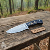 Skinner Knife, Feather Damascus Blade, Resin Handle, Fixed Blade Hunting Knife by JW SteelCrafts