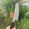 8” Ladder Pattern Damascus Gyuto Chef Knife with Rosewood Handle & Brass Bolster by JW SteelCrafts