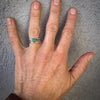 Hubei Turquoise Triangle Ring | Sterling Silver Wide Band | Handmade Minimalist Artisan Jewelry by mend metalworks