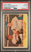 Graded 1958 Topps Rival Fence Busters Willie Mays Duke Snider #436 Baseball Card PSA 4 VG-EX
