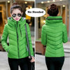 Soft And Comfortable Winter Jacket For Women Short Women's Thicken Outerwear In solid hooded Coats Zipper For Female Slim Cotton padded basic tops by Stevvex