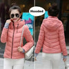 Soft And Comfortable Winter Jacket For Women Short Women's Thicken Outerwear In solid hooded Coats Zipper For Female Slim Cotton padded basic tops by Stevvex